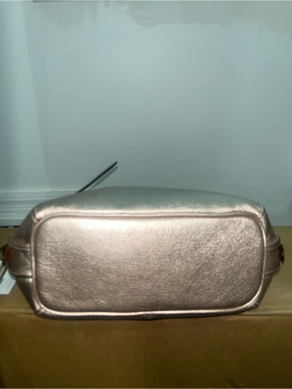 Coach Prince Street Mini Satchel in rose gold metallic leather. Turn lock. - Picture 10 of 17